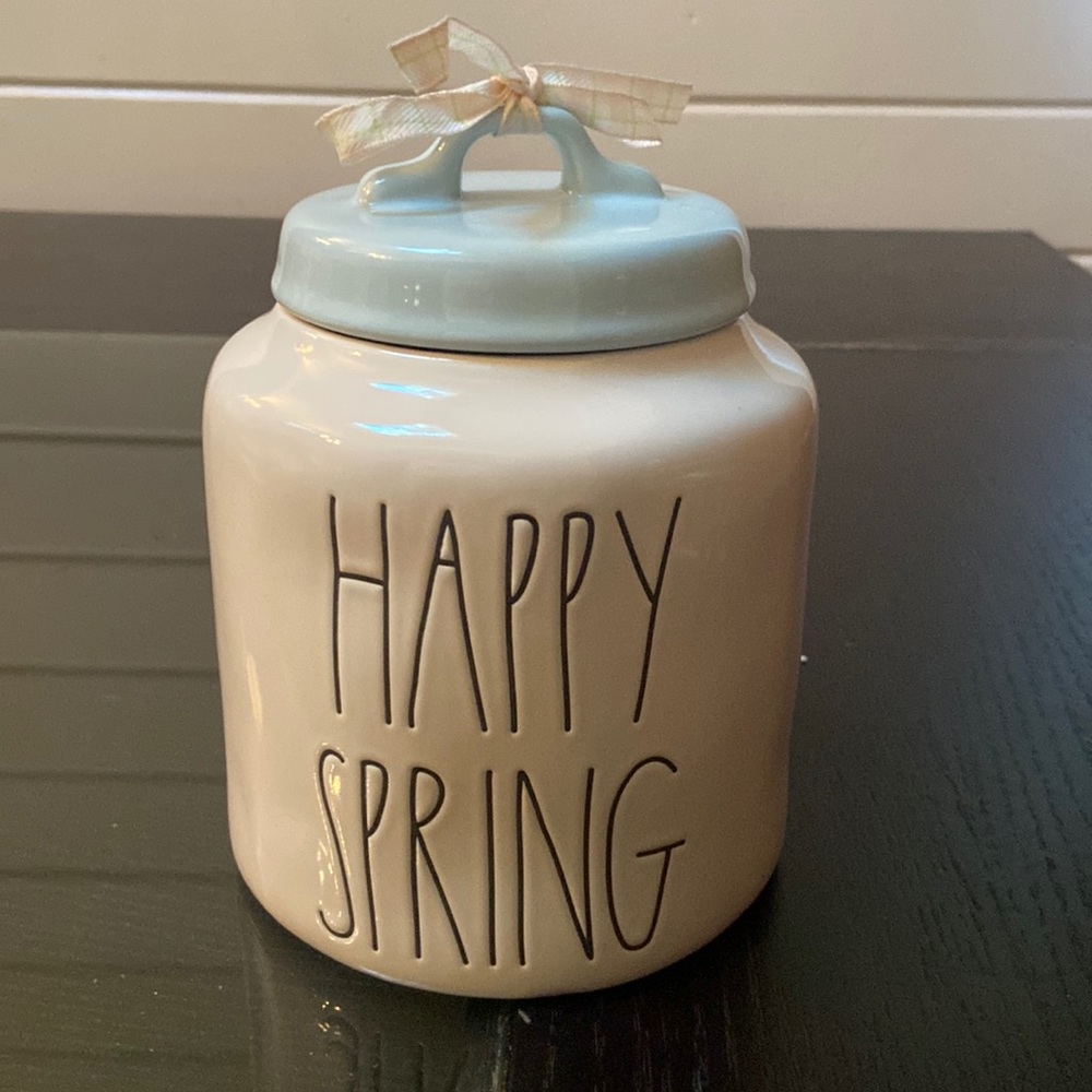 Rae Dunn Canister Cookie Jar “Happy Spring” New